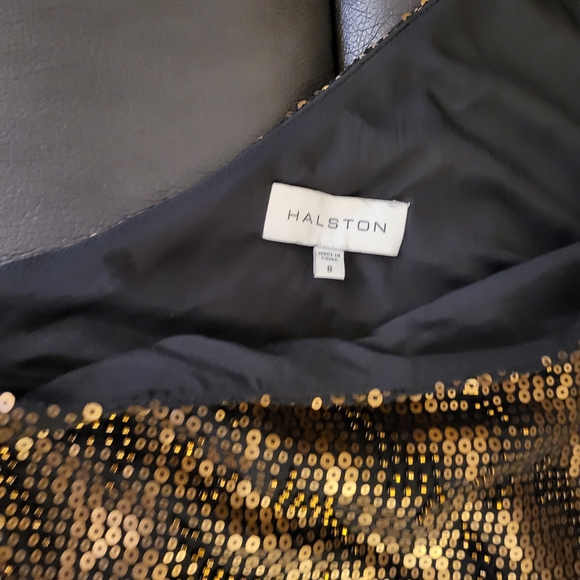 Halston Heritage black& gold dress with elegant Patterns.Ideal for special event - Picture 7 of 14